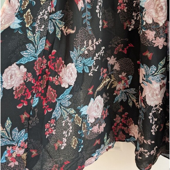 The Pyramid Collection Butterfly Floral Dark Romance Tunic Kimono 1X - Picture 8 of 13